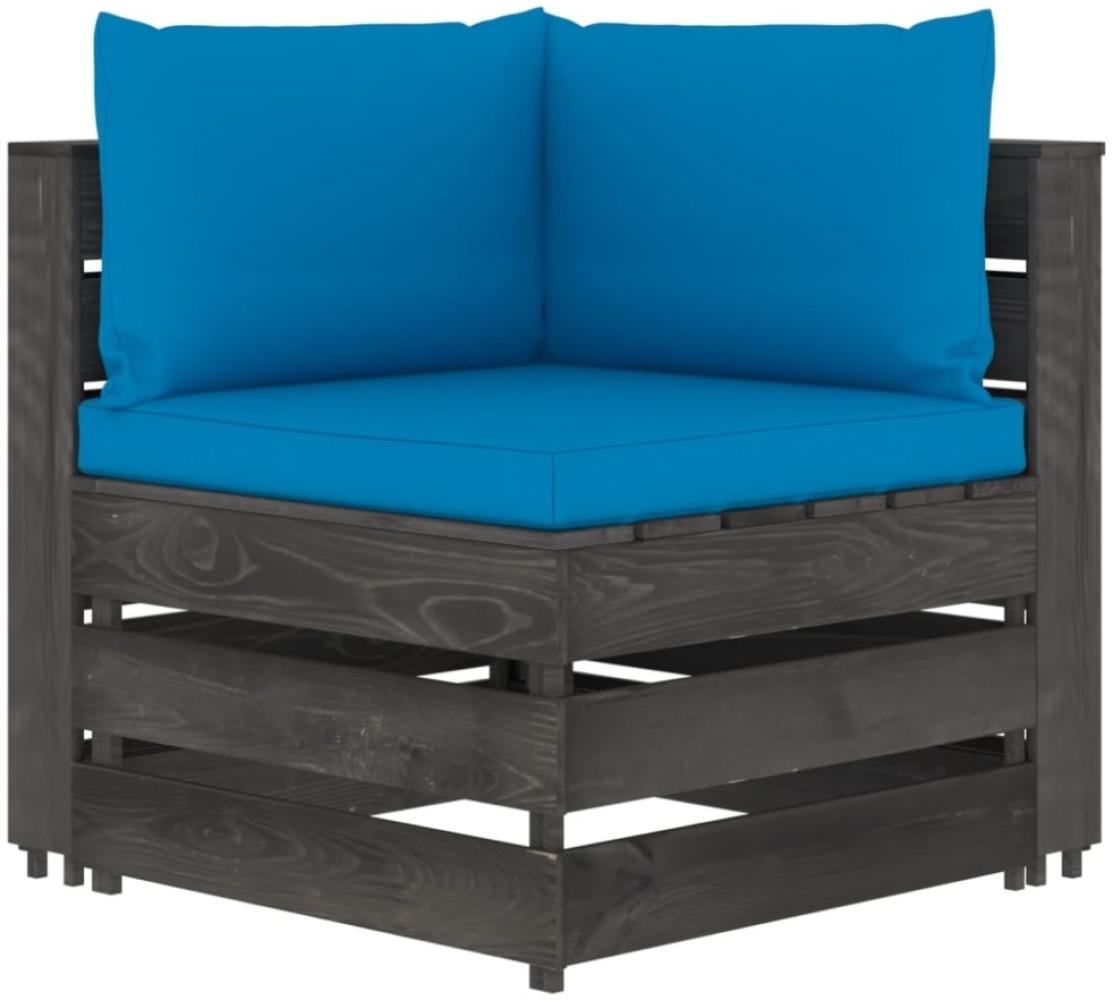 Modulares Ecksofa mit Kissen Grau Imprägniertes Holz Bild 1