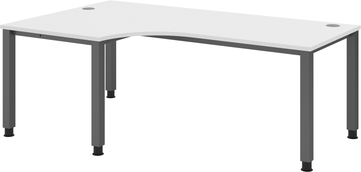 bümö manuell höhenverstellbarer Eckschreibtisch 200x120 cm in weiß, Metall-Gestell: Graphit - PC Tisch höhenverstellbar & belastbar bis 140 kg, L-Form Computertisch XXL, QS-82-W-G Bild 1