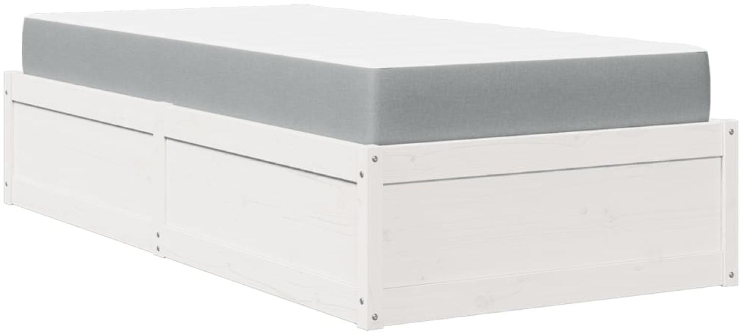vidaXL Bett mit Matratze Weiß 90x190 cm Massivholz Kiefer 3281956 Bild 1