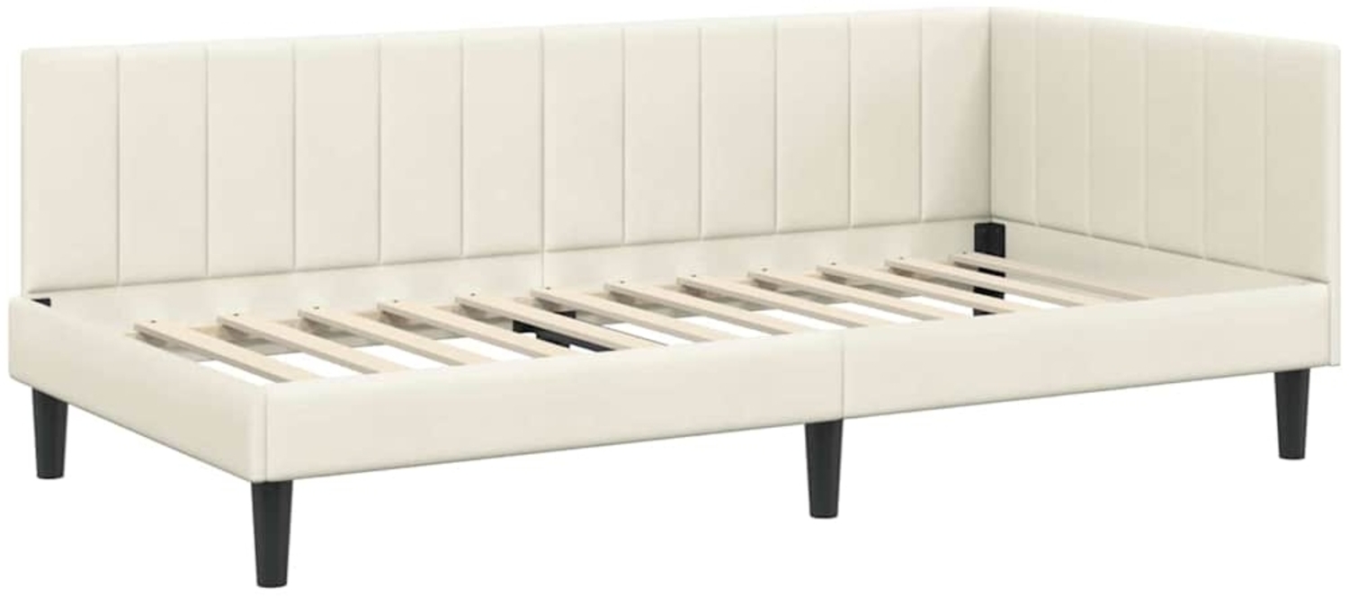 vidaXL Eckbettgestell mit Kopfteil Creme 100 cm x 200 cm Stoff 42016365 Bild 1