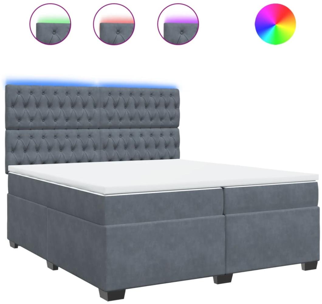 vidaXL Boxspringbett mit Matratze Dunkelgrau 200x200 cm Samt 3293309 Bild 1