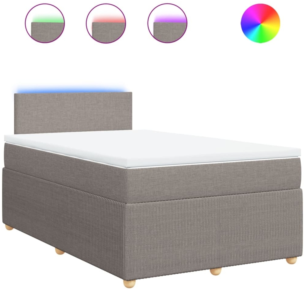 vidaXL Boxspringbett mit Matratze Taupe 120x200 cm Stoff 3289720 Bild 1