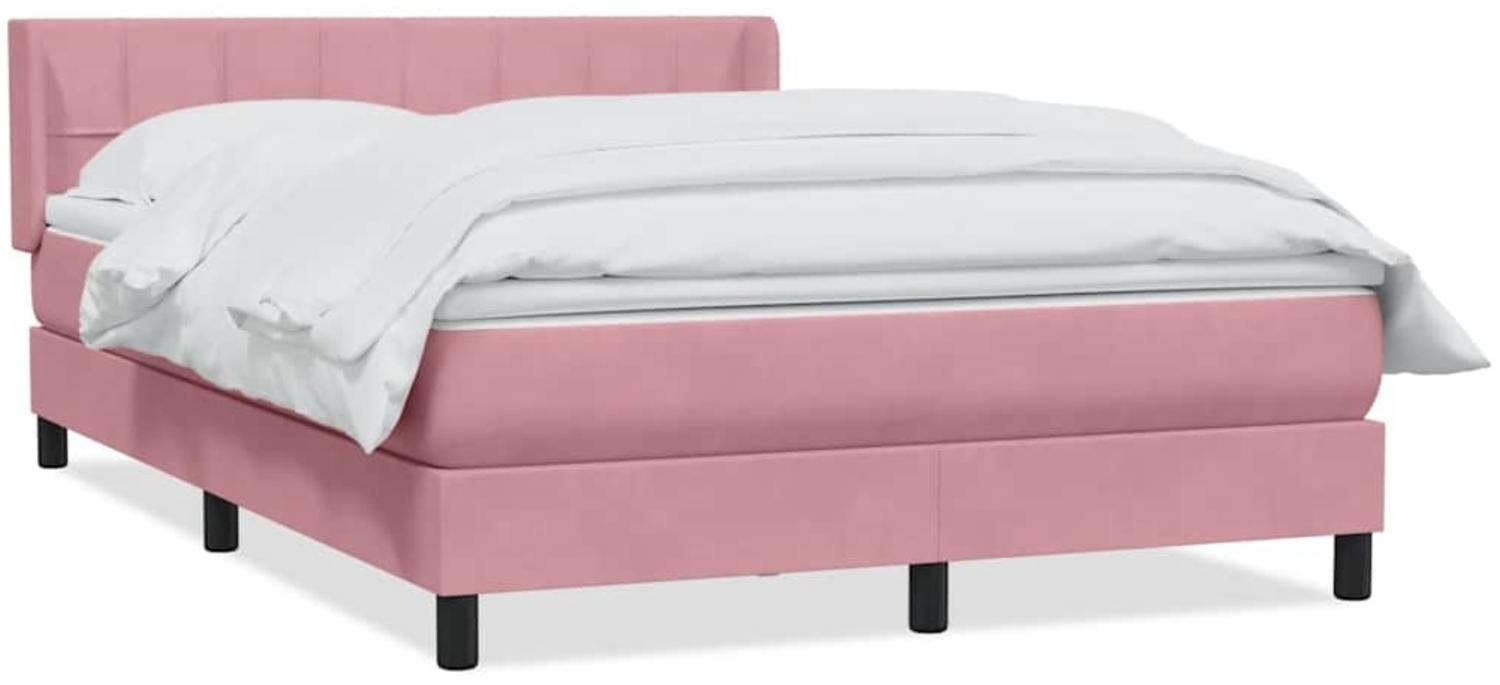 vidaXL Boxspringbett mit Matratze Rosa 140x210 cm Samt 3318116 Bild 1