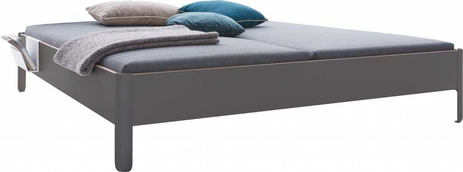 NAIT Doppelbett farbig lackiert Anthrazitgrau 160 x 210cm Ohne Kopfteil Bild 1