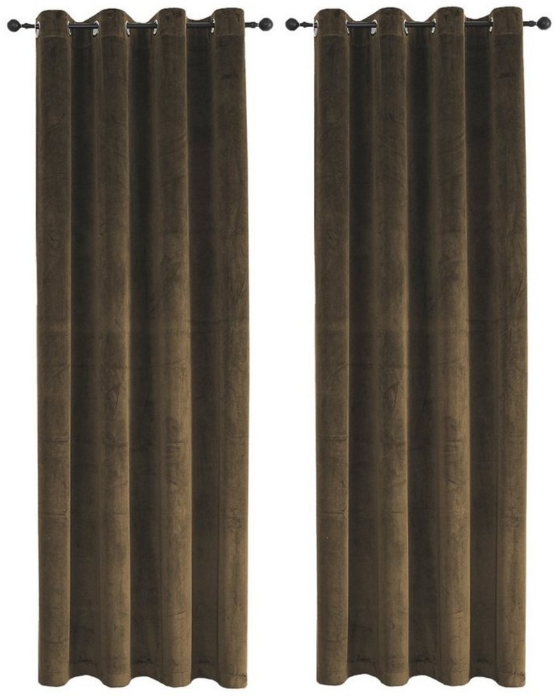 Haus und Deko Gardine Vorhang 2er Set Ösen Verdunkelung 140x245 cm Samt weich blickdicht, Ösen (2 St), Polyester Bild 1