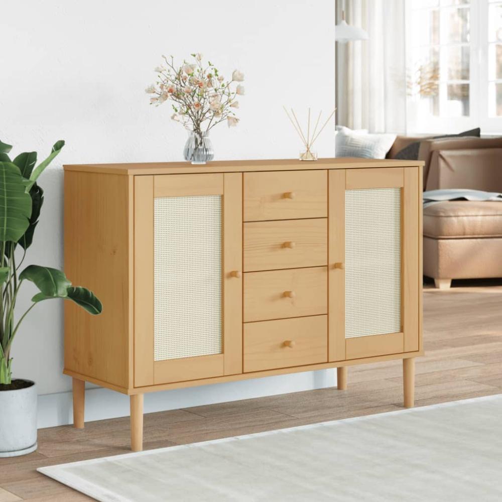 vidaXL Sideboard SENJA Rattan-Optik Braun 112x40x80 cm Kiefernholz 358025 Bild 1