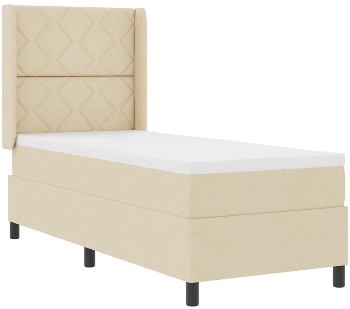 vidaXL LED Boxspringbett mit Matratze Creme 80 x 200 cm Stoff 3343537 Bild 1