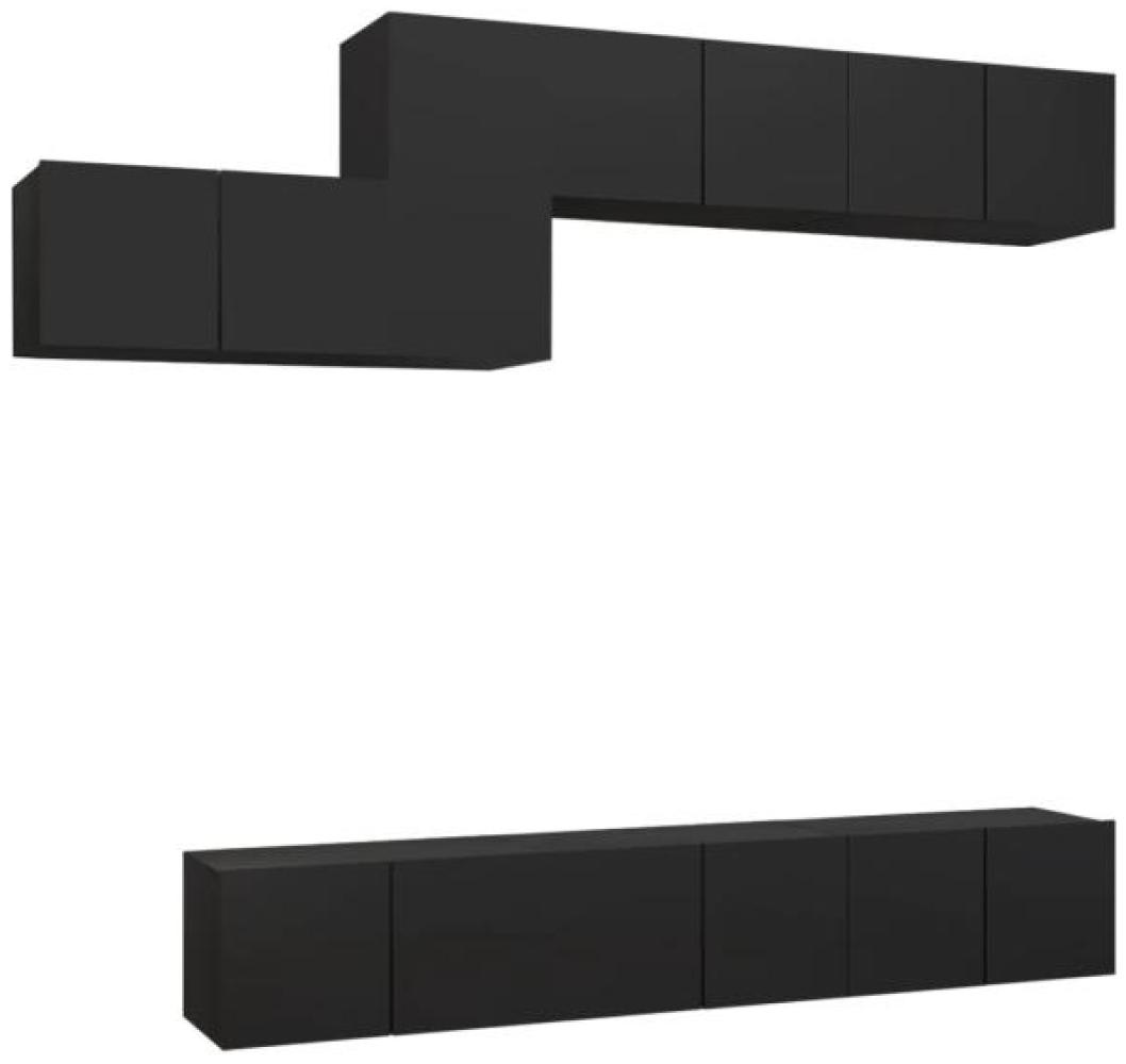 vidaXL 7-tlg. TV-Schrank-Set Schwarz Spanplatte [3078834] Bild 1