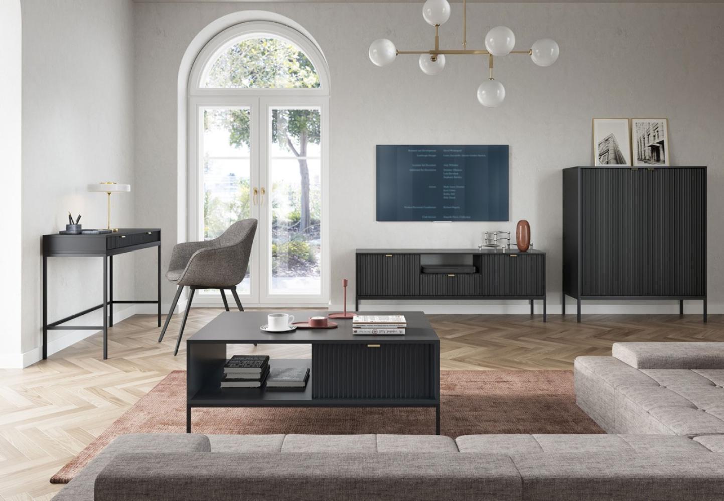 Wohnzimmer-Set Nova Wohnwand 4-teilig schwarz MDF Bild 1