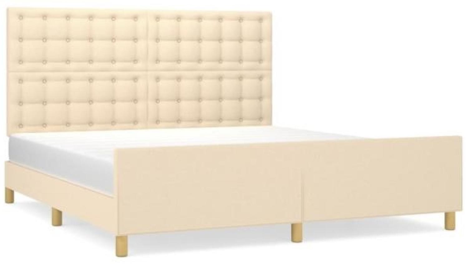 Doppelbett mit Kopfteil Stoff Creme 180 x 200 cm Bild 1