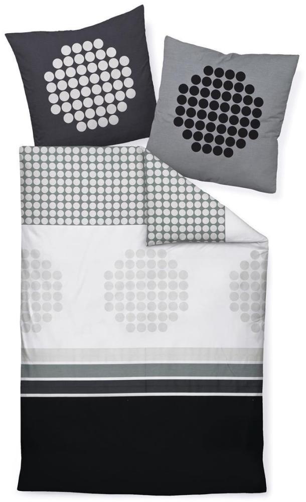 Janine J.D. Mako-Satin Bettwäsche 200x220 Streifen Punkte grau schwarz 87050-08 Bild 1