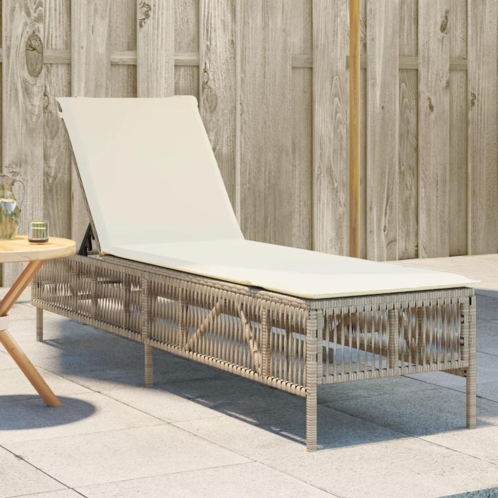 vidaXL Sonnenliege mit Auflage Beige Poly Rattan 4002741 Bild 1