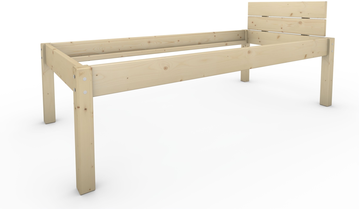 Pfostenbett Massivholzbett (Fichte) "Daybett" 90 x 200 cm 58 cm Holzbett 300kg Bild 1