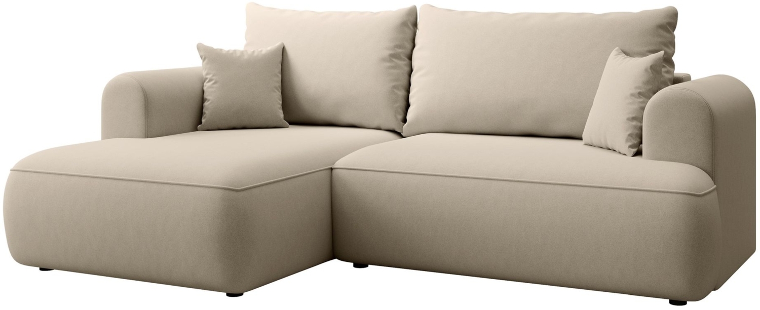 Selsey ''Ovo Mini' Eckschlafsofa linksseitig mit Stauraum, Easy-Clean-Samtbezug, hellbeige, 93 x 238 x 156 cm Bild 1