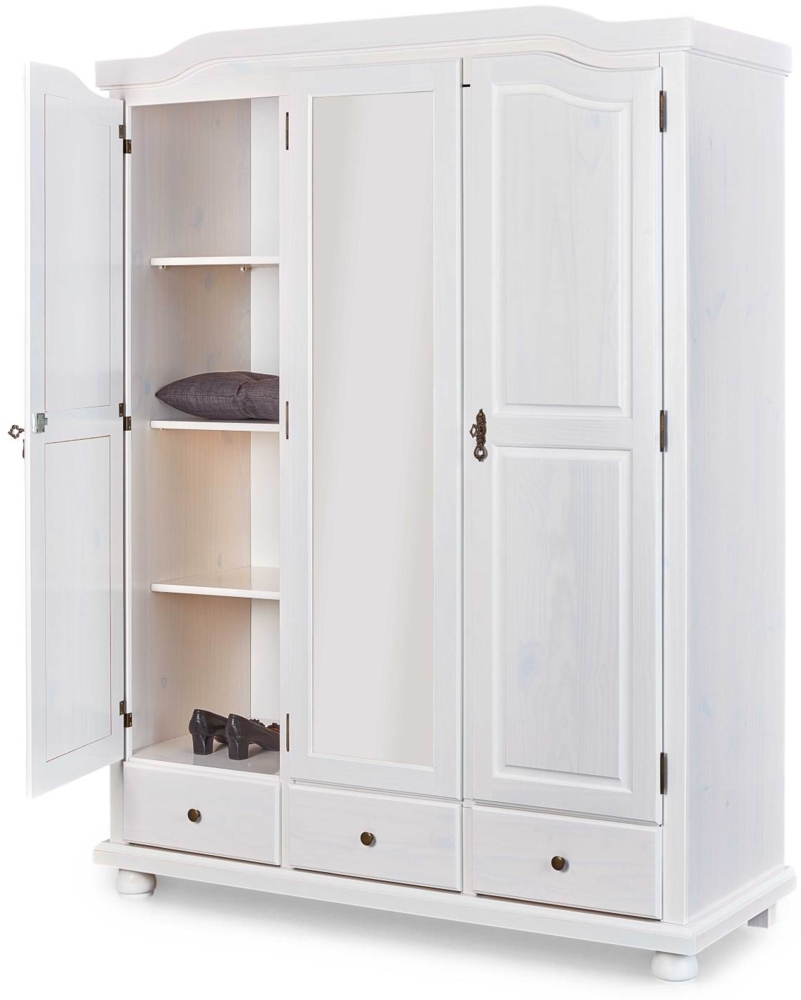 Kleiderschrank KAPPL weiß Dielenschrank 3 Türen Kiefer Bild 1