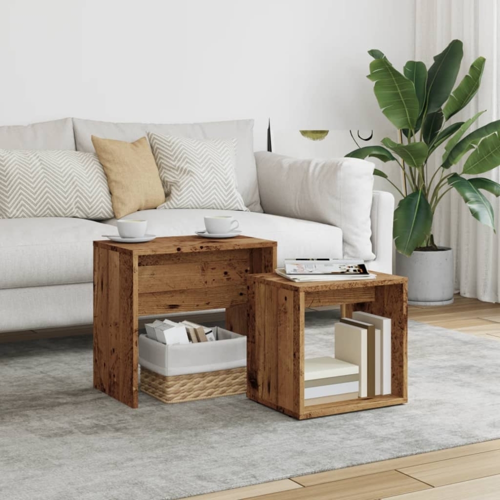 vidaXL Satztische 2 Stk. Altholz-Optik Holzwerkstoff 856050 Bild 1