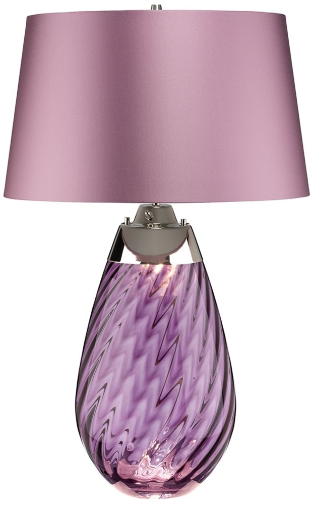 Elstead Lighting Lena Tischleuchte Large 2-Light Pflaume Nickel Stoffschirm lila 74cm Bild 1