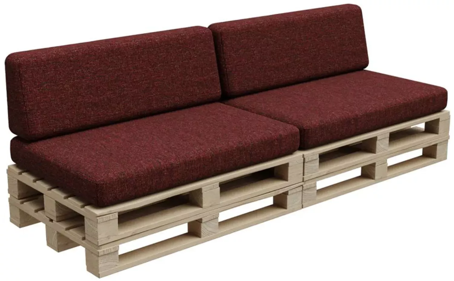 Gutekissen®, Palettenkissen, Palletenpolster, Gartenkissen, Palettenauflagen, Sofa, Kissen, Polster, Auflagen Indoor Outdoor PFBG (2X Set (120x80 + 120x35), Bordeauxrot) Bild 1