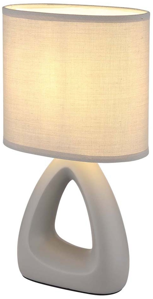 LED Tischleuchte, Keramik Textil, grau, H 30 cm Bild 1