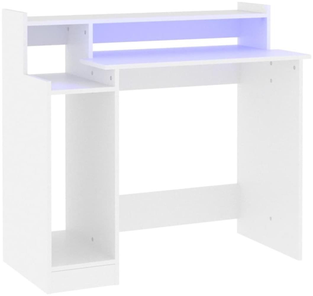 Schreibtisch mit LEDs, Holzwerkstoff, Weiß, 97x45x90 cm Bild 1