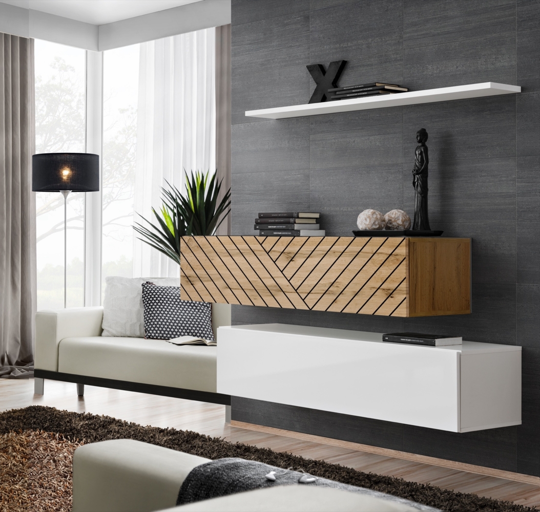 99rooms Swotch SB2 L Wohnwand Wotan Eiche Weiß Bild 1