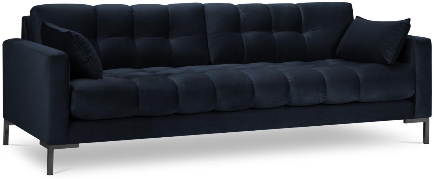 Micadoni 4-Sitzer Samtstoff Sofa Mamaia | Bezug Dark Blue | Beinfarbe Black Metal Bild 1