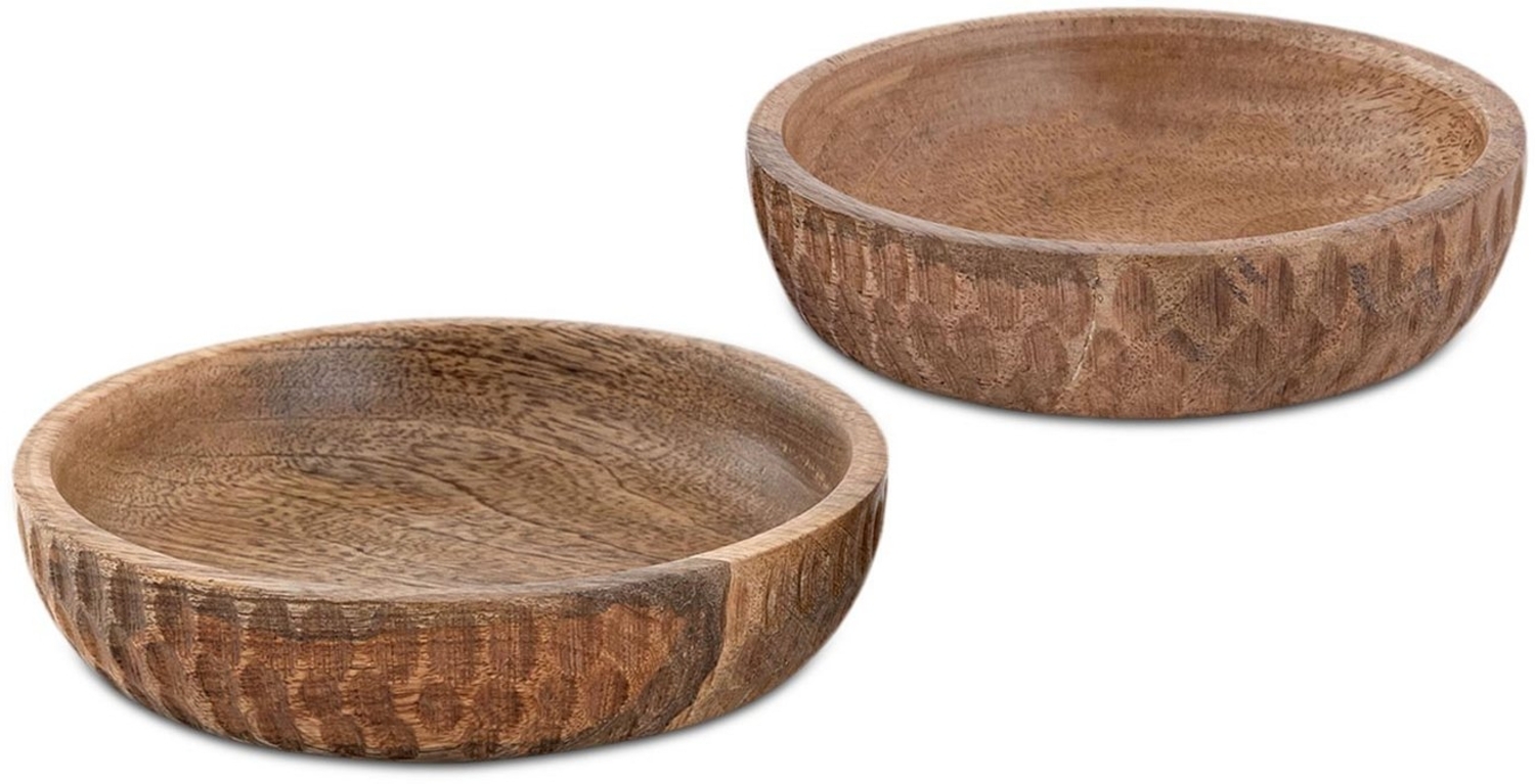 Amagohome Schale Holzschale 2er Set ø15/17cm H4cm Dekoschale rund Mangoholz massiv, Mangoholz massiv Bild 1