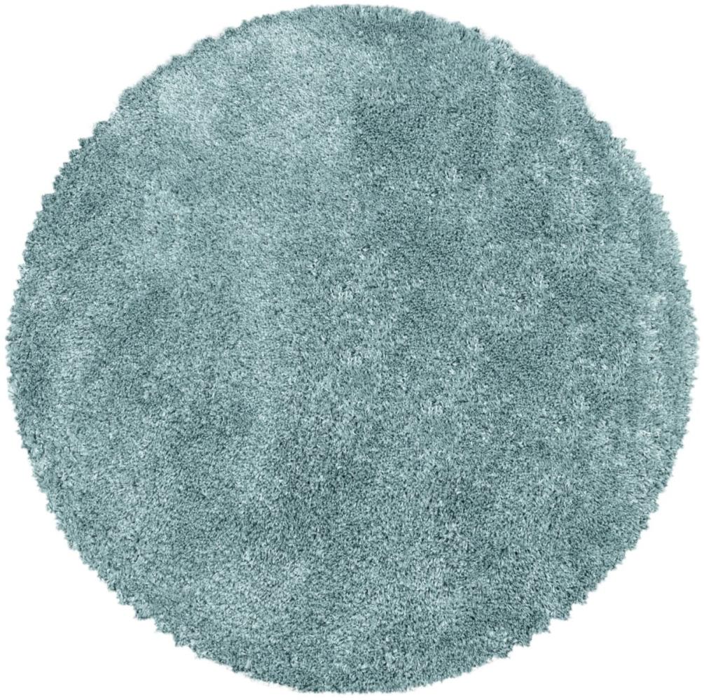 Soft-Shaggy Teppich FLUFFY BLUE 120 X 120cm Rund Bild 1