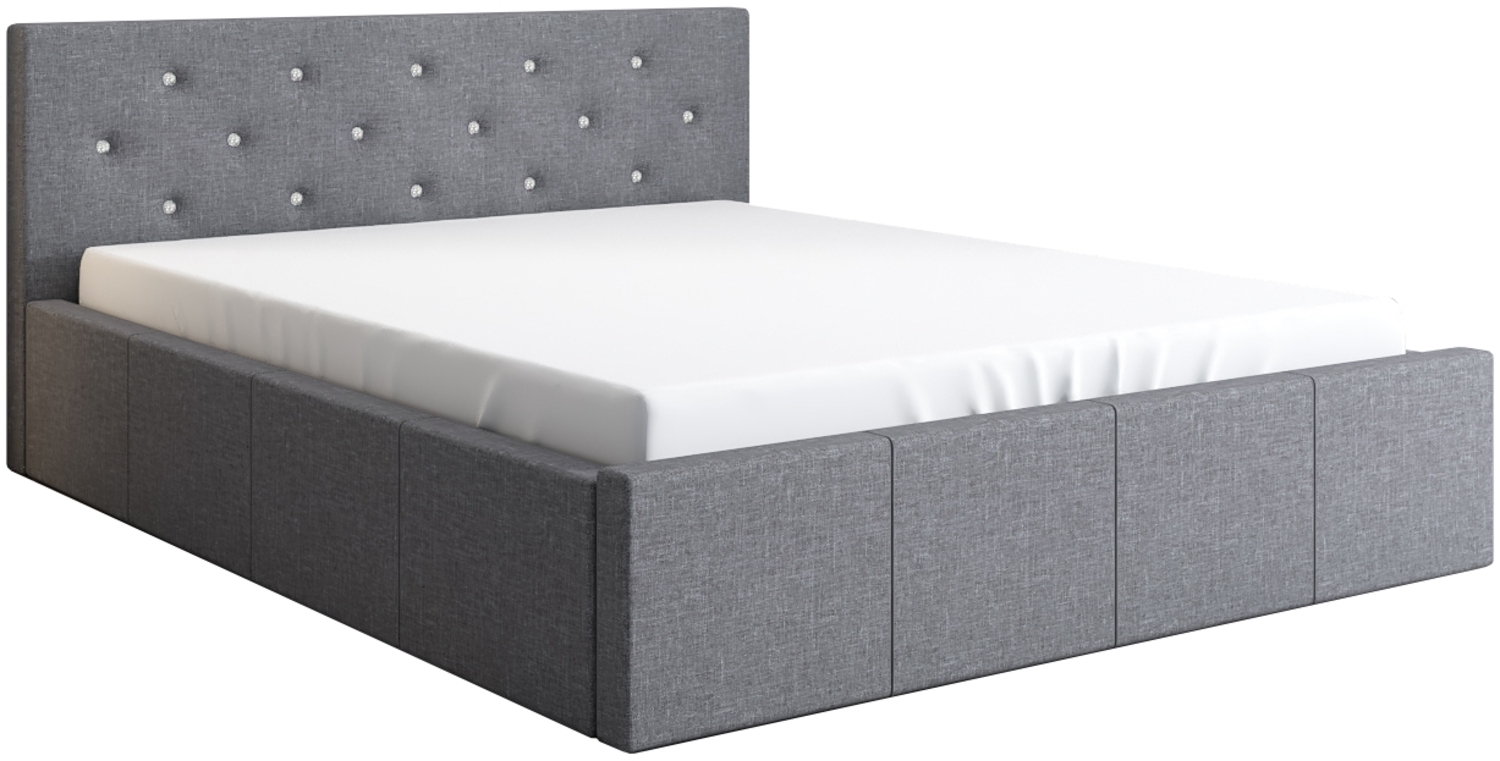 Polsterbett SKIDI-OM 140x200 ohne Matratze mit Bettkasten und Lattenrost. Farbe: Silber 21 Bild 1