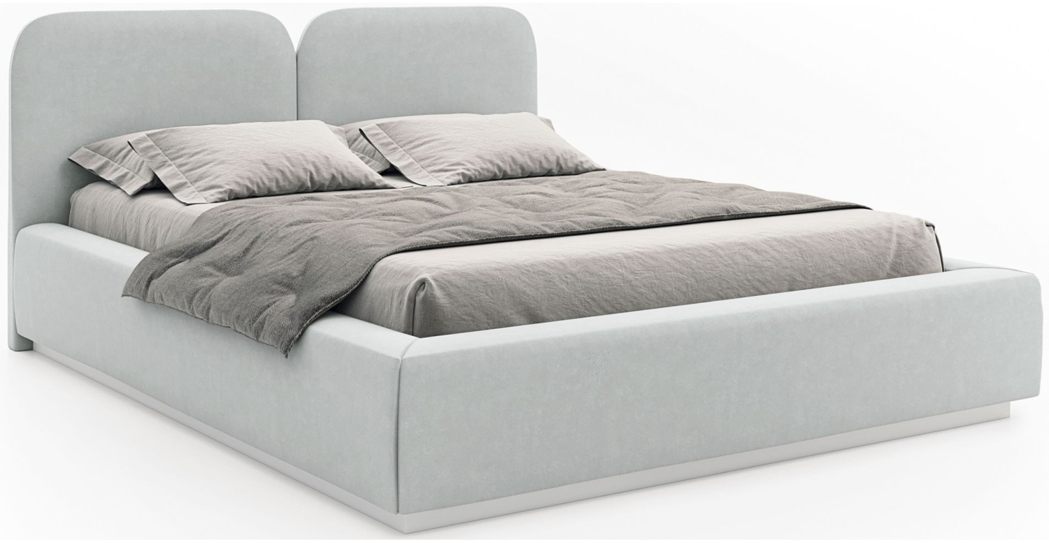Selsey 'Comoves' Polsterbett 140x200 mit Veloursbezug, Bettkasten und Lattenrost, Hellgrau Bild 1