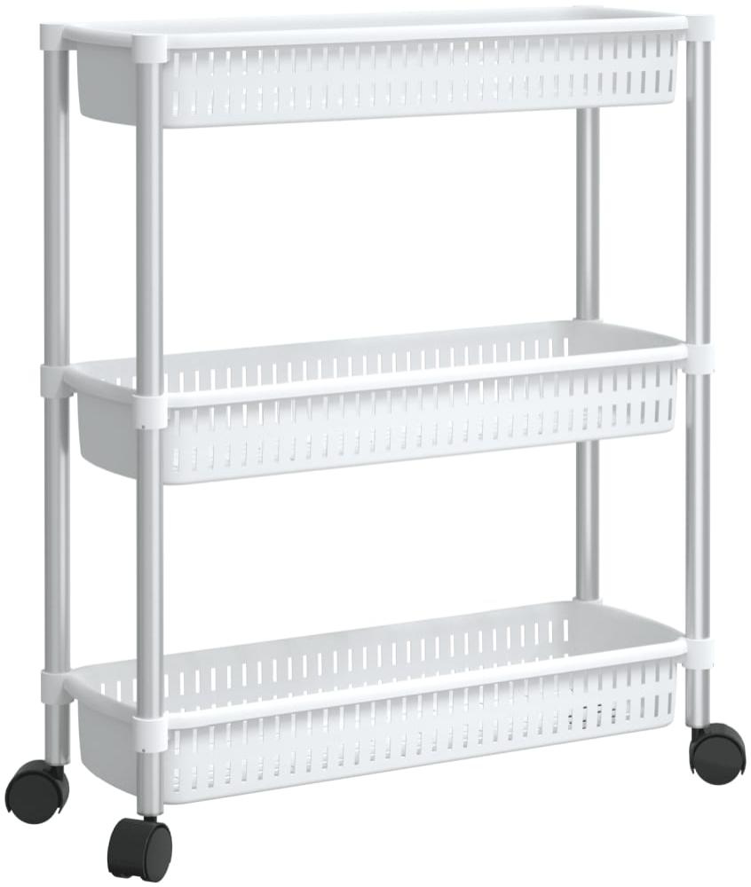 vidaXL Aufbewahrungswagen 3 Etagen Silbern und Weiß Aluminium 344380 Bild 1