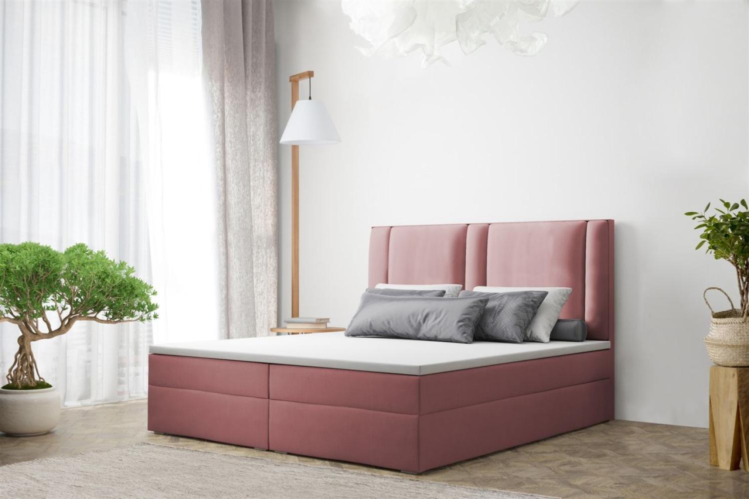 Boxspringbett Schlafzimmerbett CANDELA 180x200cm in Stoff Altrosa Bild 1