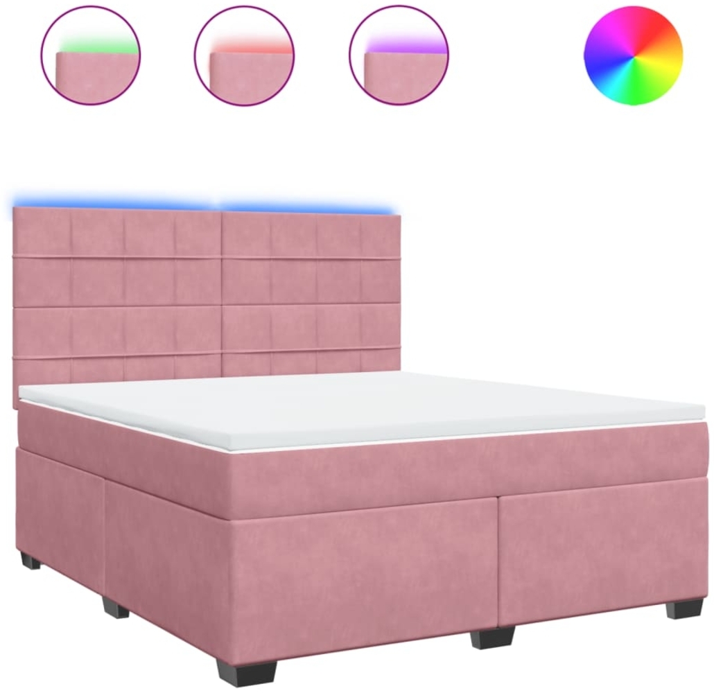 vidaXL Boxspringbett mit Matratze Rosa 180x200 cm Samt 3293283 Bild 1
