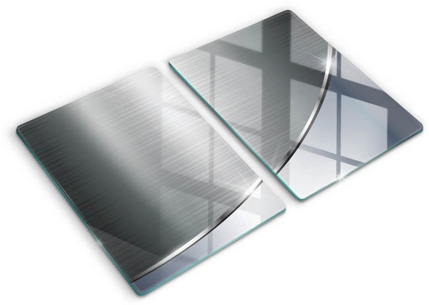 Tulup Schneidebrett Abdeckung Spritzschutz Grau Herdabdeckplatte Kochplattenabdeckung, (2-St), Motiv - Abstraktionsmuster aus Metall Bild 1