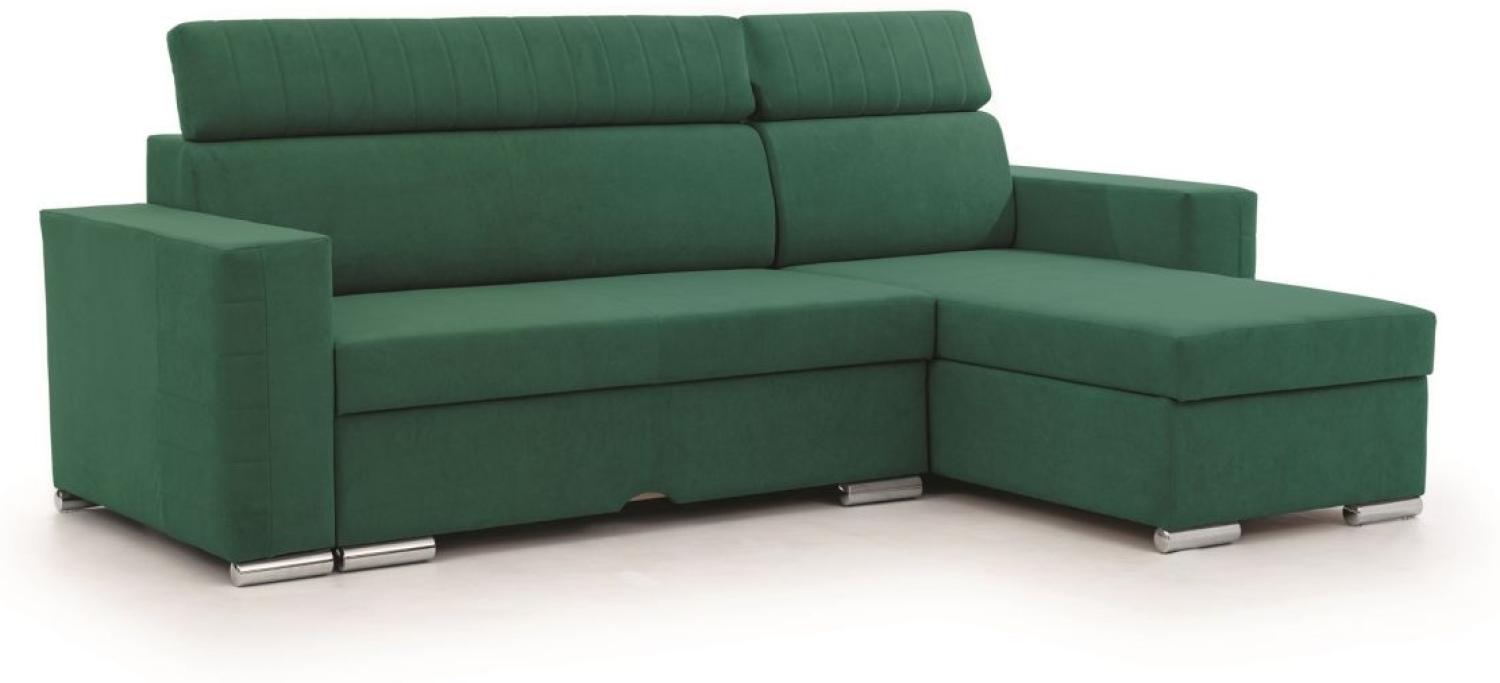 Ecksofa Schlafsofa Sofa CANTON in Stoff Camelia Grün Ottomane Rechts Bild 1