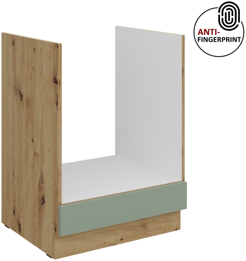 Küchen Herdunterschrank 60 cm Küche ARIA Aquamarin ultra matt + Eiche Artisan matt, hochwertige Fronten mit Anti Fingerprint Beschichtung Küchenzeile Küchenblock Bild 1