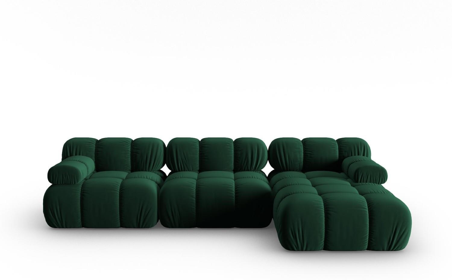 Micadoni Modulares Ecksofa Bellis 4-Sitzer Rechts Samtstoff Flaschengrün Bild 1