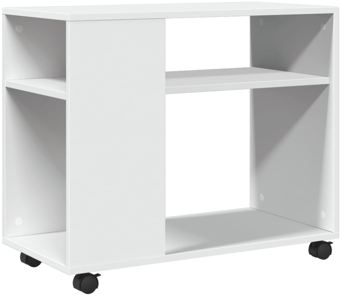 vidaXL Beistelltisch mit Rollen Weiß 70x35x60 cm Holzwerkstoff 853146 Bild 1