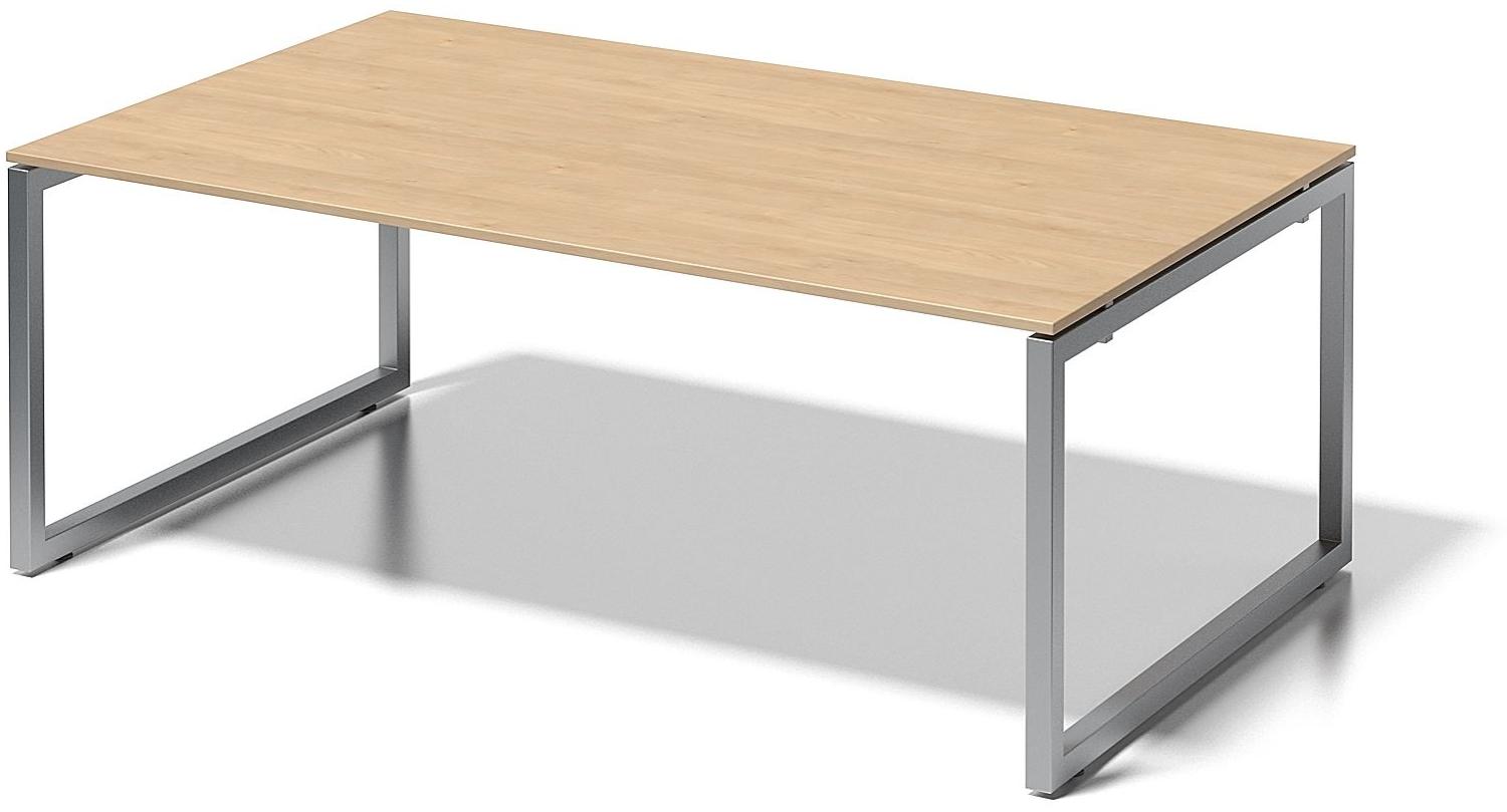 Cito Chefarbeitsplatz/Konferenztisch, 740 mm höhenfixes O-Gestell, H 19 x B 2000 x T 1200 mm, Dekor ahorn, Gestell silber Bild 1