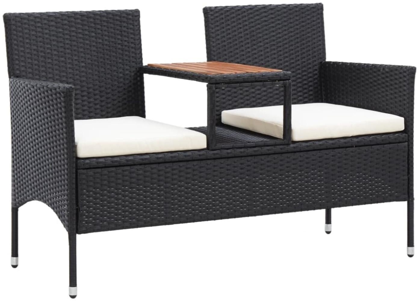 vidaXL 2-Sitzer-Gartenbank mit Teetisch 143 cm Poly Rattan Schwarz 46146 Bild 1