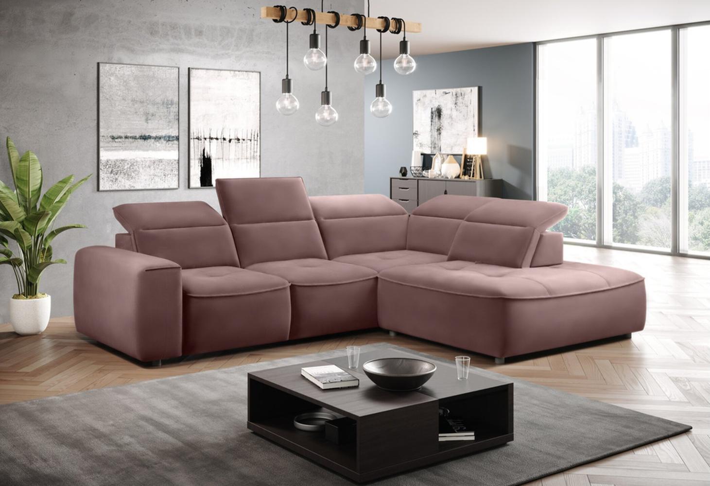 Stylefy Colton L Ecksofa Struktur JAZZ Rosa Rechts Bild 1