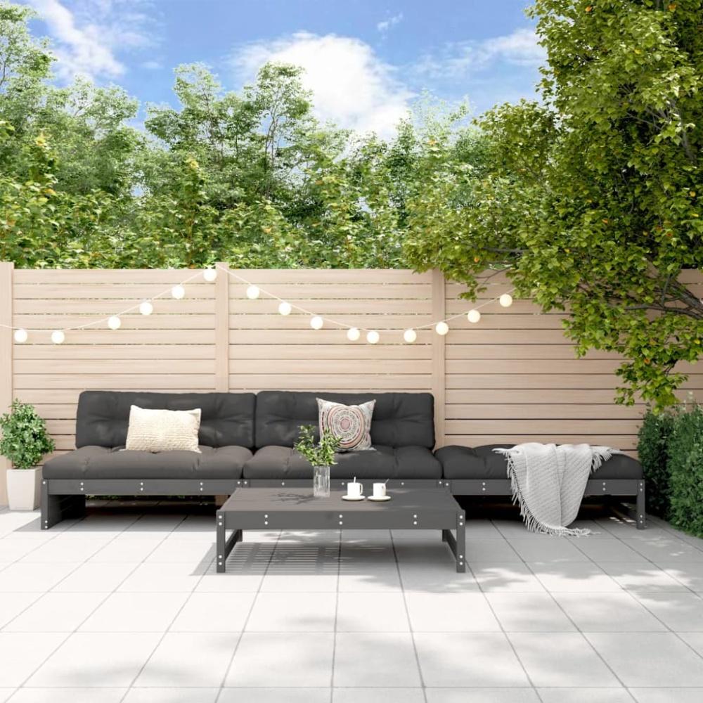 vidaXL 4-tlg. Garten-Lounge-Set mit Kissen Grau Massivholz 3186111 Bild 1