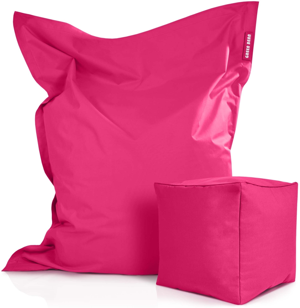 Green Bean® 2er Set XXL Sitzsack inkl. Poufmit mit EPS-Perlen - Riesensitzsack 140x180 Liege-Kissen Bean-Bag - Pink Bild 1