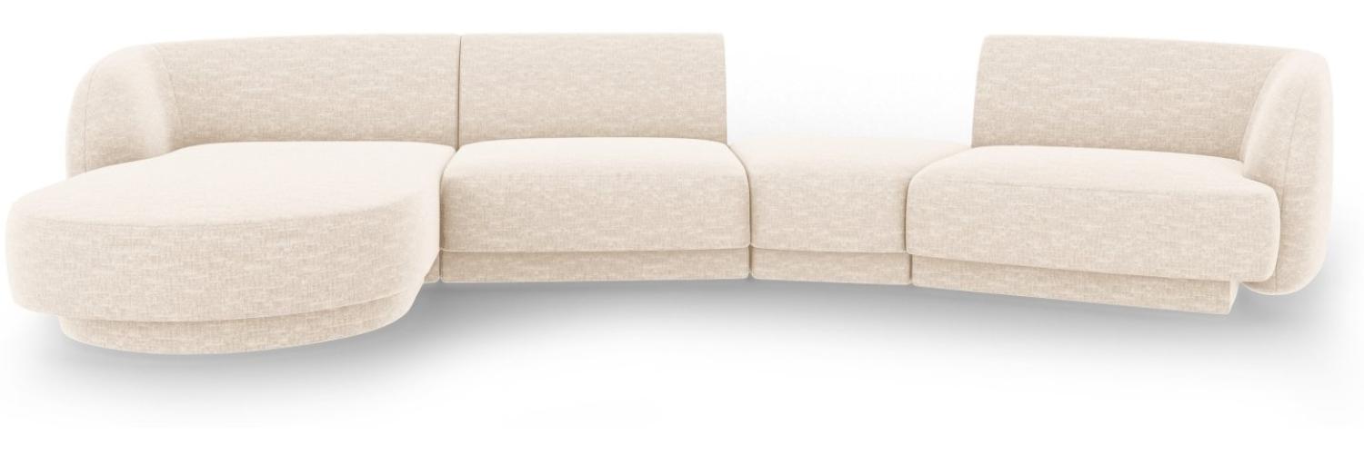 Micadoni Modulares Sofa Miley mit Recamiere 4-Sitzer Links Chenille Helles Beige Bild 1