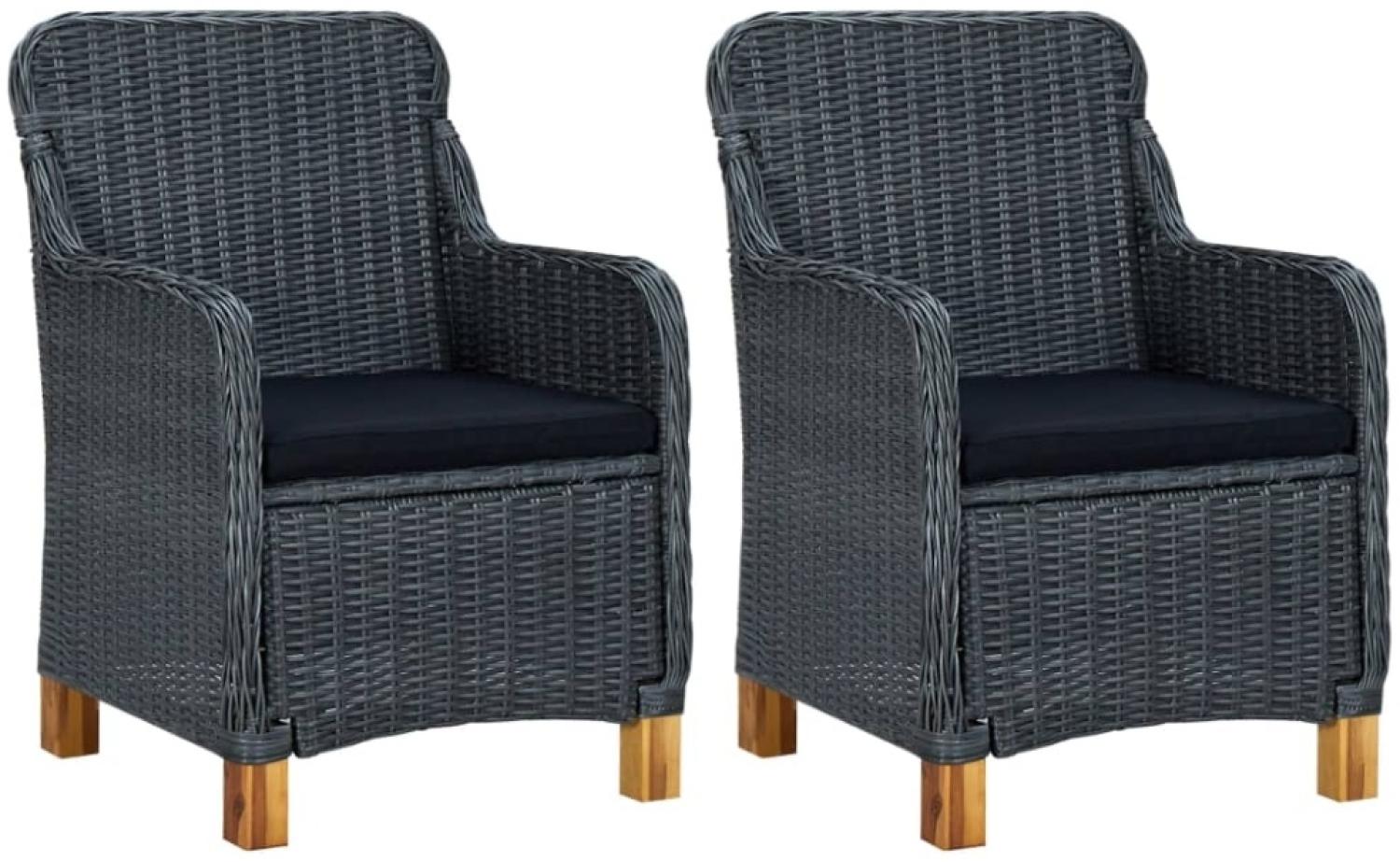 vidaXL Gartenstühle mit Kissen 2 Stk. Poly Rattan Dunkelgrau 313315 Bild 1