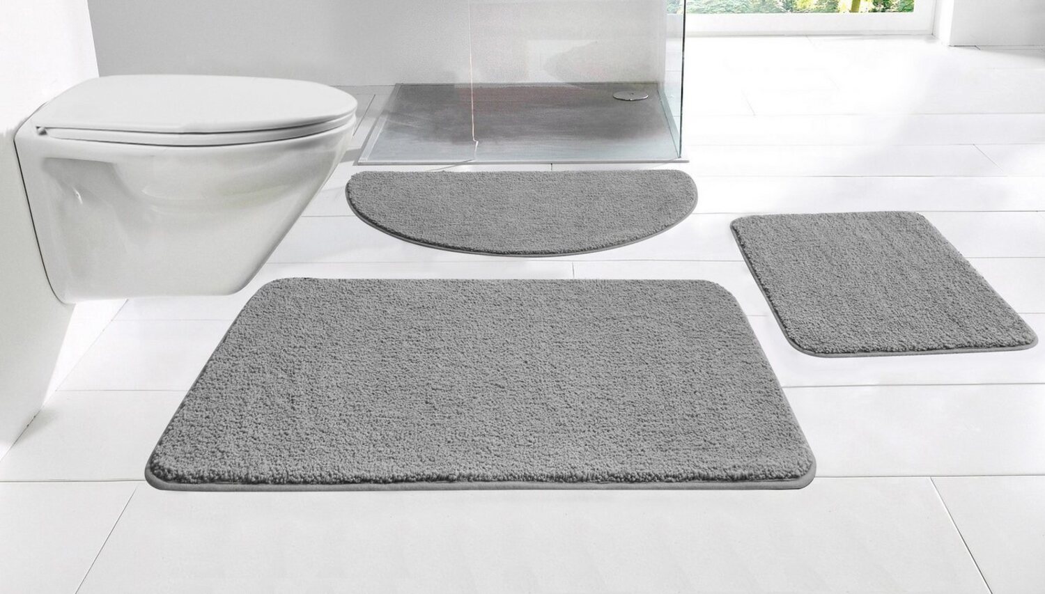 my home Badematte Regona, Badteppich, Badvorleger, Badezimmer Teppich, Höhe 15 mm, rutschhemmend beschichtet, fußbodenheizungsgeeignet, schnell trocknend, strapazierfähig, Polyester, halbrund, Uni Farben, besonders weich, als rechteckig und halbrund er... Bild 1