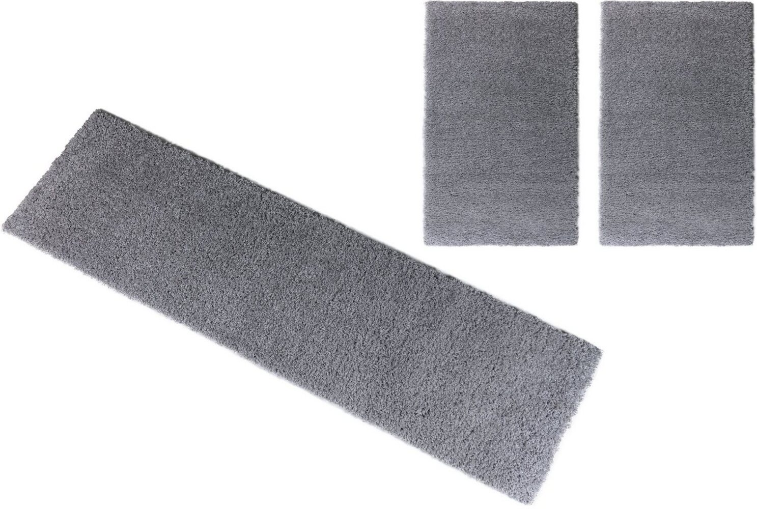 Bruno Banani Bettumrandung Shaggy Soft, Höhe 30 mm, (3-tlg), gewebt, Uni-Farben, besonders weich, Bettvorleger, Läufer-Set Bild 1