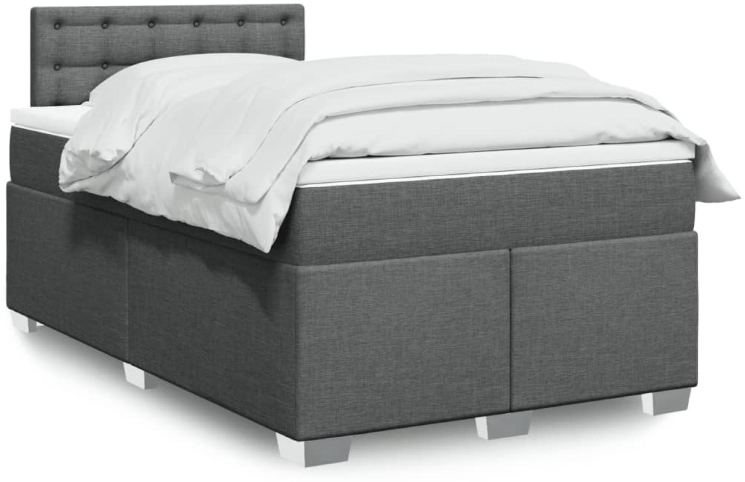 vidaXL Boxspringbett mit Matratze Dunkelgrau 120x190 cm Stoff 3288142 Bild 1