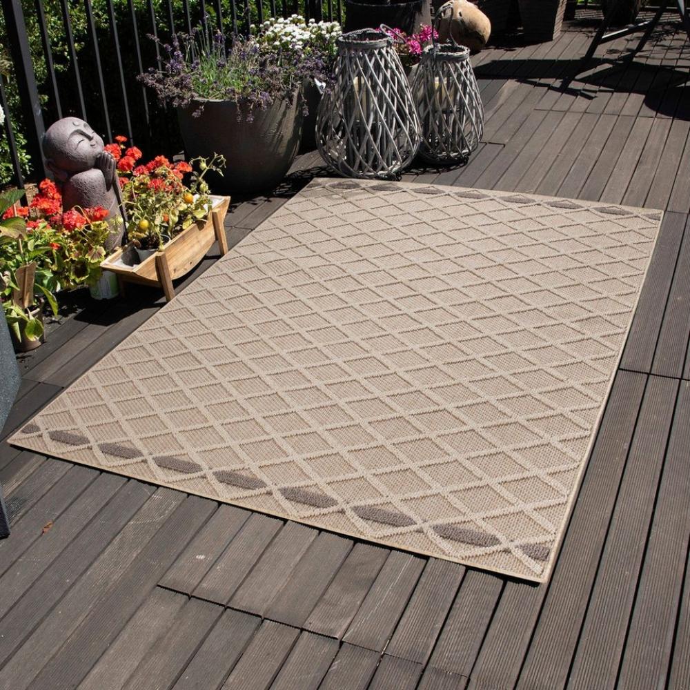 Carpettex Outdoorteppich Rauten Design, Läufer, Höhe: 8 mm, In& Outdoor Teppich Beige Rauten Design für Küchen Balkon Terrasse Bild 1