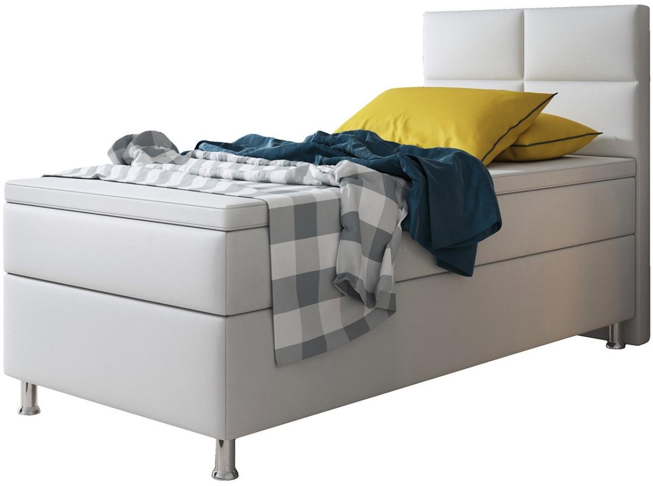 Boxspringbett Miami 90x200 cm Kunstleder weiss Bild 1